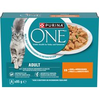 Purina ONE  Nassfutter Katze Adult zarte Stückchen in Sauce 8x85 g von Purina One