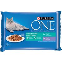 Sparpaket PURINA ONE 8 x 85 g - Indoor Thunfisch und Kalbfleisch von Purina One