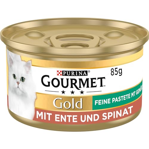 Gourmet PURINA GOURMET Gold Feine Pastete mit Gemüse Katzenfutter nass, mit Ente und Spinat, 12er Pack (12 x 85g) von Gourmet