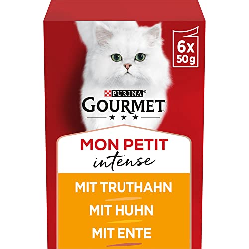 Gourmet Mon Petit Intense Katzenfutter nass, Geflügel-Variationen, 8er Pack (8 x 6 Beutel à 50g) von Gourmet