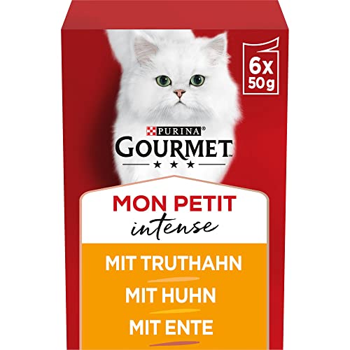 Gourmet PURINA GOURMET Mon Petit Intense Katzenfutter nass, Geflügel-Variationen, 8er Pack (8 x 6 Beutel à 50g) Paket kann variieren von Gourmet