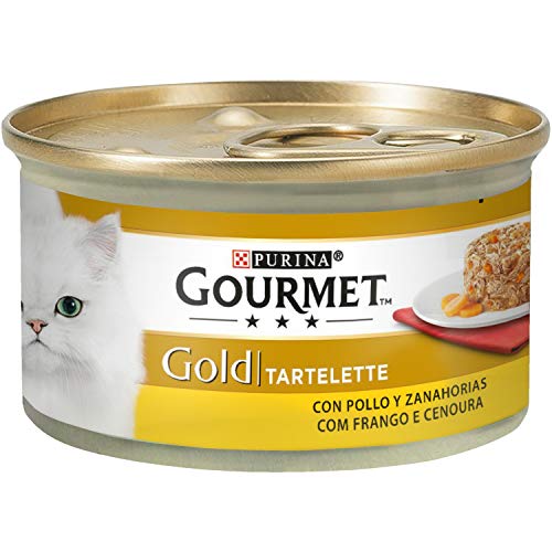 Gourmet Purina Gold Tartalette, Nassfutter für Katzen mit Huhn und Karotte, 85 g Dose von Purina Tidy Cats