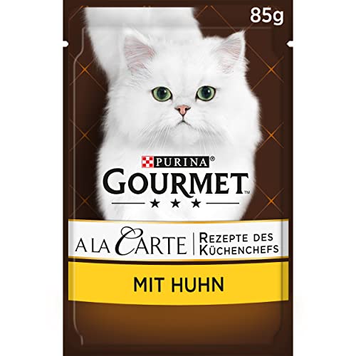 PURINA GOURMET A la Carte Katzenfutter nass, mit Huhn, Spinat und Pasta-Perlen, 26er Pack (26 x 85g) von Gourmet