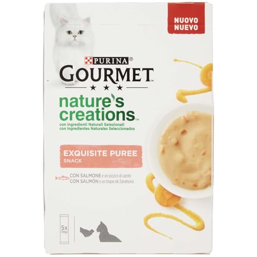 Purina Gourmet Nature's Creations Puree, Snack, Katzensnack, mit Lachs und Karotte, 5 x 10 g Beutel von Purina Tidy Cats