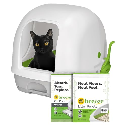 Purina Tidy Cats Katzentoilette, Breeze Hooded System Starter Kit Katzentoilette, Katzentoilette, Katzentoilette und Pads Weiß von Tidy Cats