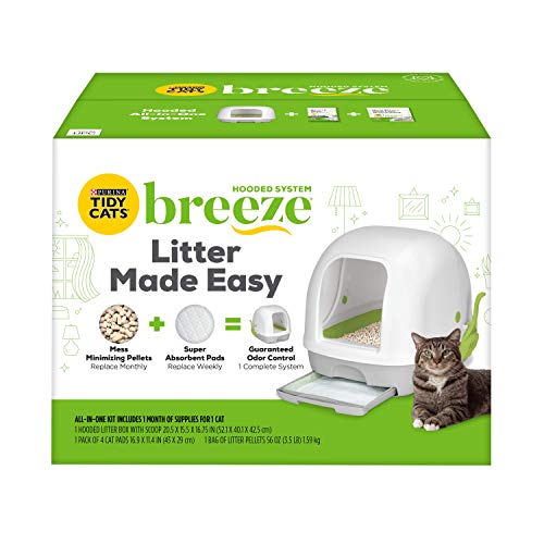 Purina Tidy Cats Katzentoilette, Breeze Hooded System Starter Kit Katzentoilette, Katzentoilette, Katzentoilette und Pads Weiß von Purina Tidy Cats