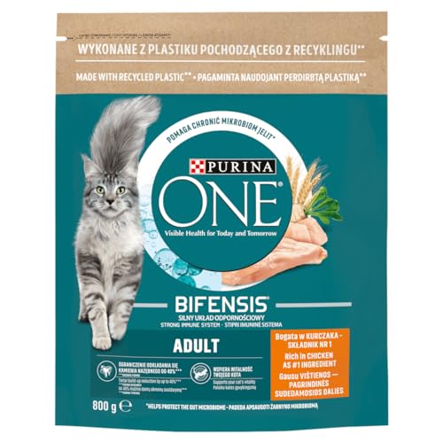 Katzen-Trockenfutter HÜLLE UND VOLLE GRÜN Purina ONE Adult Chicken Wheat 800g von Purina