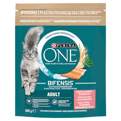 Katzen-Trockenfutter Lachs und Vollkornfutter PURINA ONE Adult Salmon Wheat 800g von Purina