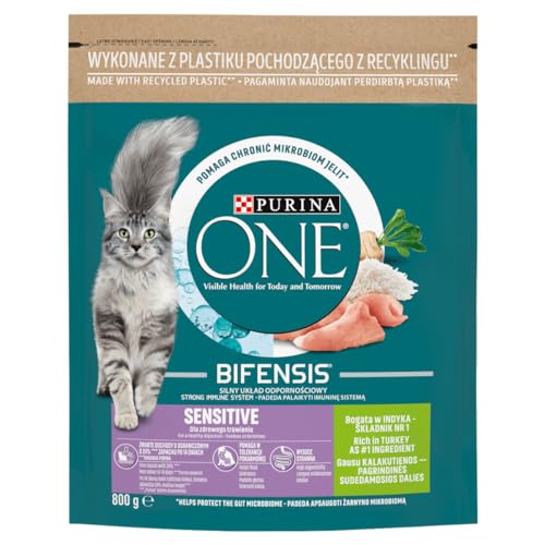 Katzen-Trockenfutter Pute und Vollkornfutter PURINA ONE SENSITIVE 800g von Purina