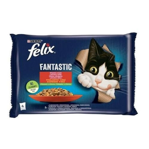 Purina Katzenfutter Felix Fantastic Huhn Rindfleisch Karotte Tomate 340 g von Felix