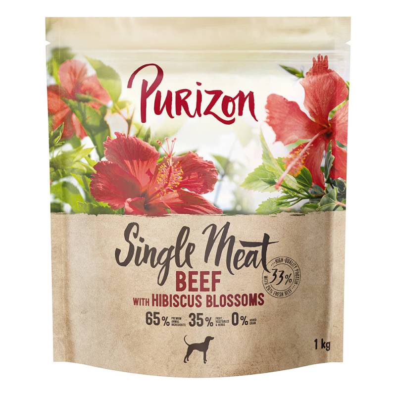 1 kg Purizon zum Probierpreis! - NEU: Adult Single Meat: Rind mit Hibiskusblüten von Purizon