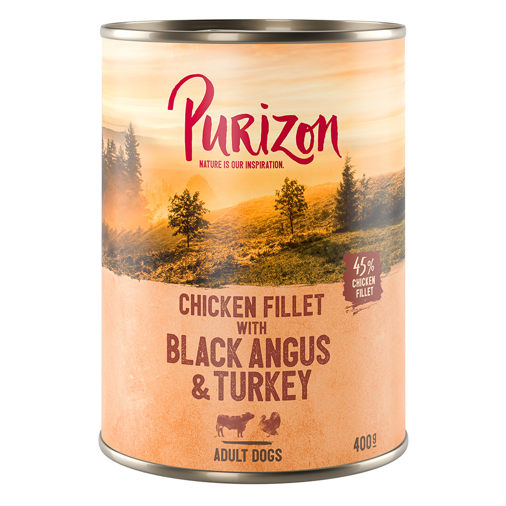 10+2 gratis! Purizon Adult 12 x 400 / 800 g  - Black-Angus & Truthahn mit Süßkartoffel und Cranberry (12 x 400 g) von Purizon