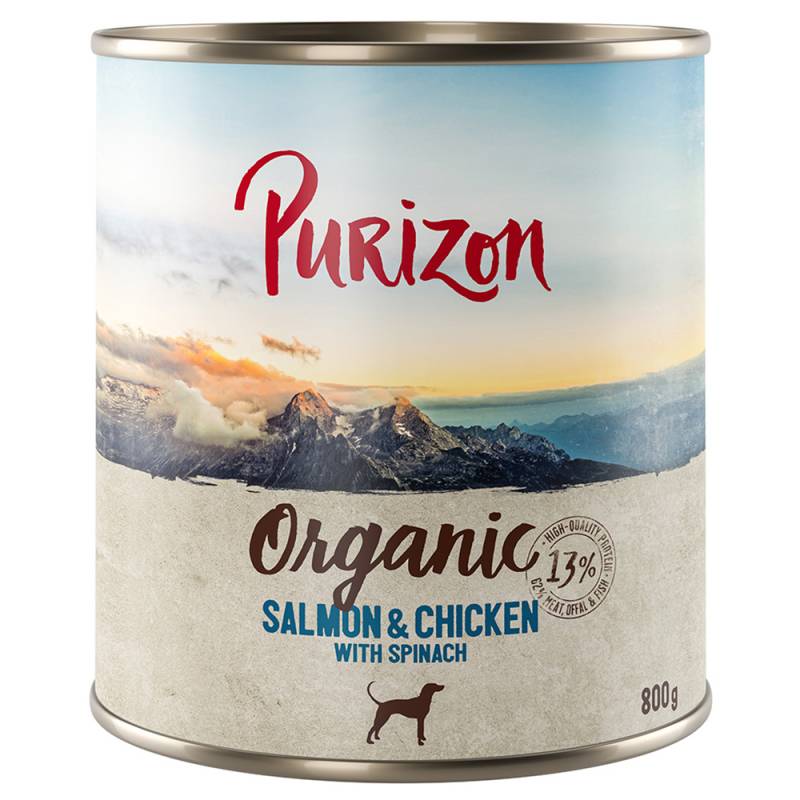 10+2 gratis! Purizon Adult 12 x 400 / 800 g  - Organic Lachs und Huhn mit Spinat (12 x 800 g) von Purizon