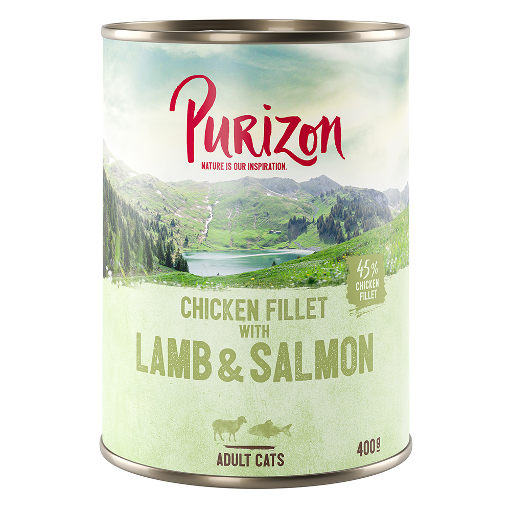 10 + 2 gratis! 12 x 200 g/ 400 g Purizon Adult - Hühnerfilet mit Lachs & Lamm (12 x 400 g) von Purizon