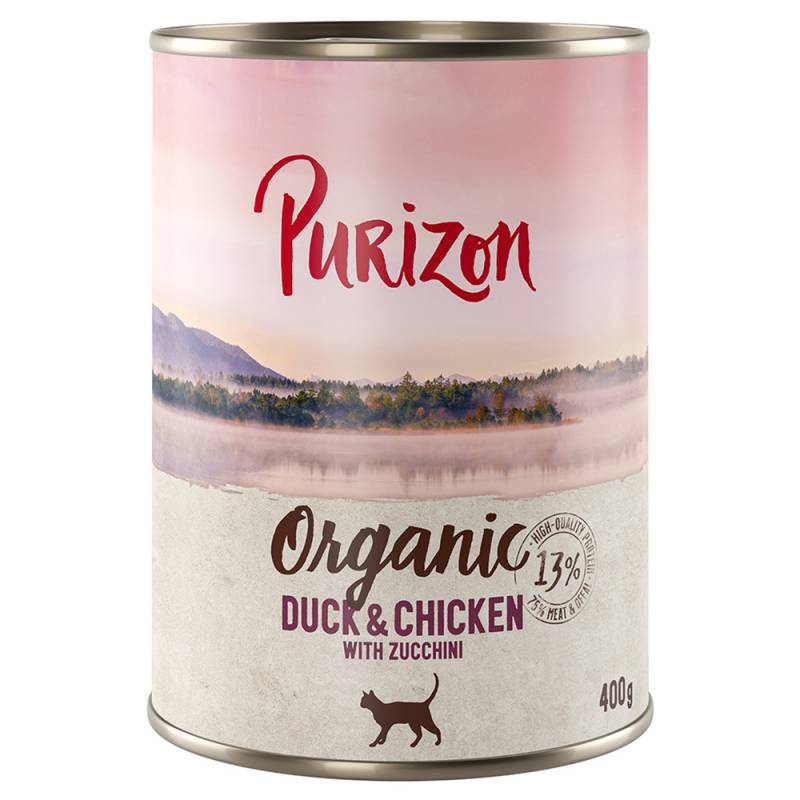 10 + 2 gratis! 12 x 200 g/ 400 g Purizon Adult - Organic Ente und Huhn mit Zucchini (12 x 400 g) von Purizon