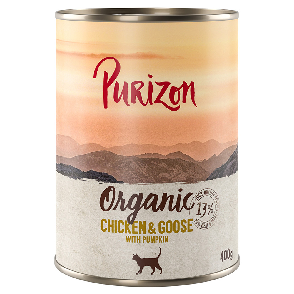 10 + 2 gratis! 12 x 200 g/ 400 g Purizon Adult -  Organic Huhn und Gans mit Kürbis (12 x 400 g) von Purizon