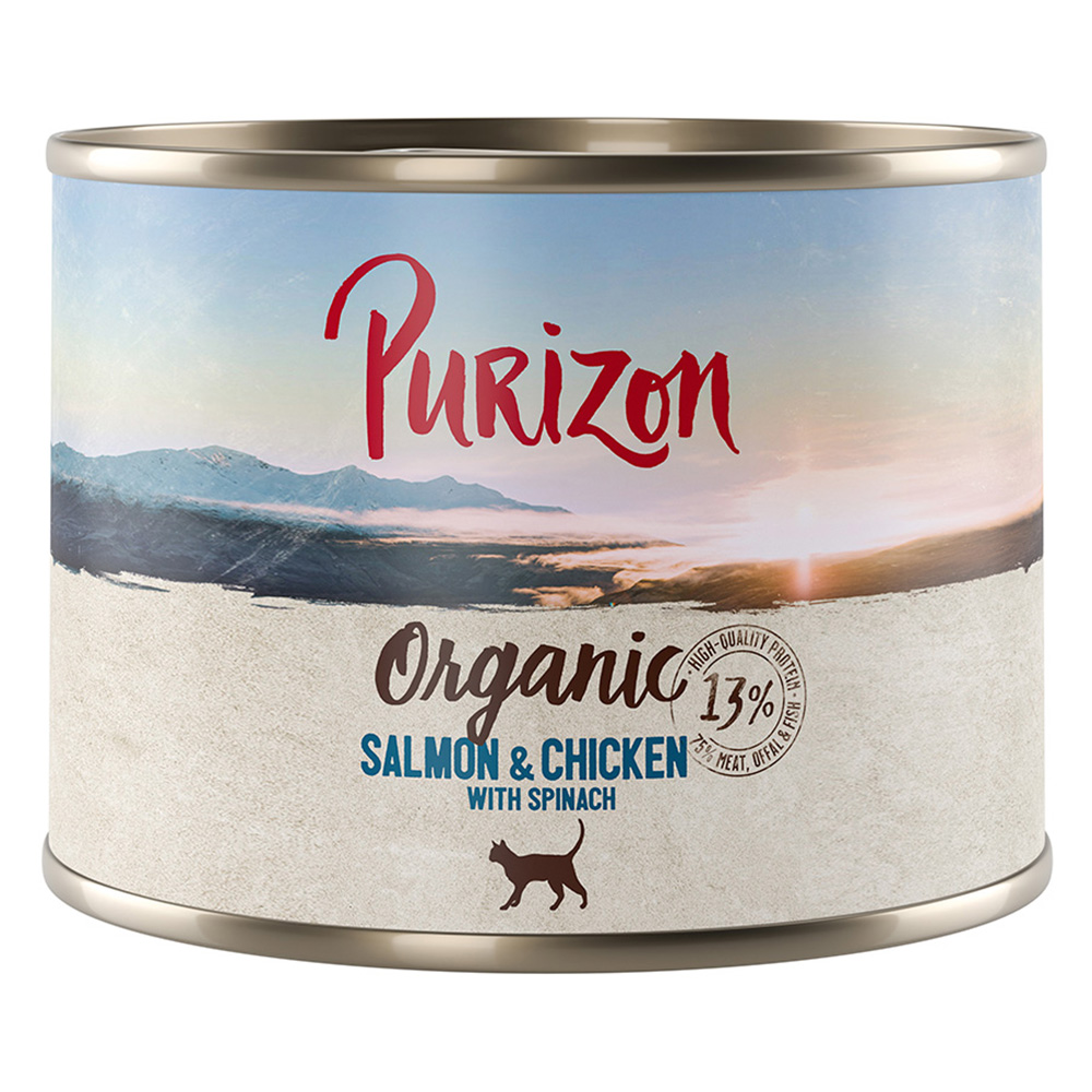 10 + 2 gratis! 12 x 200 g/ 400 g Purizon Adult - Organic Lachs und Huhn mit Spinat (12 x 200 g) von Purizon