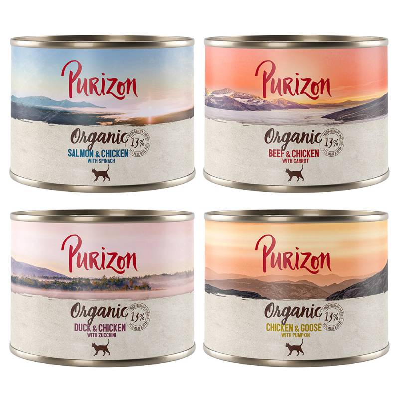 10 + 2 gratis! 12 x 200 g/ 400 g Purizon Adult - Organic Mixpaket 4 Sorten (12 x 200 g) von Purizon