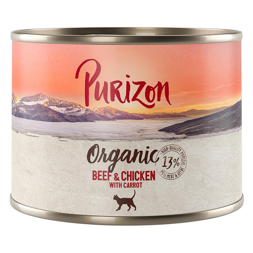 10 + 2 gratis! 12 x 200 g/ 400 g Purizon Adult - Organic Rind und Huhn mit Karotte (12 x 200 g) von Purizon