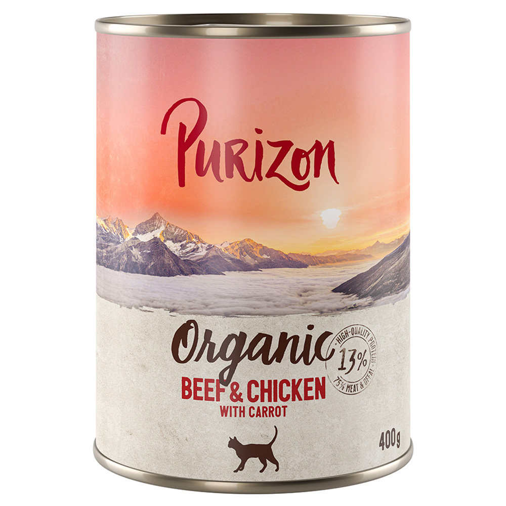 10 + 2 gratis! 12 x 200 g/ 400 g Purizon Adult - Organic Rind und Huhn mit Karotte (12 x 400 g) von Purizon