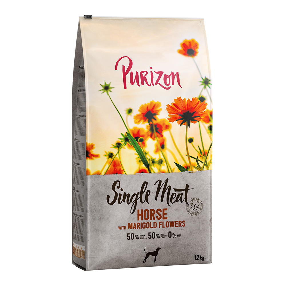 10 + 2 kg gratis! 12 kg Purizon - Single Meat Adult: Pferd mit Ringelblumenblüten von Purizon