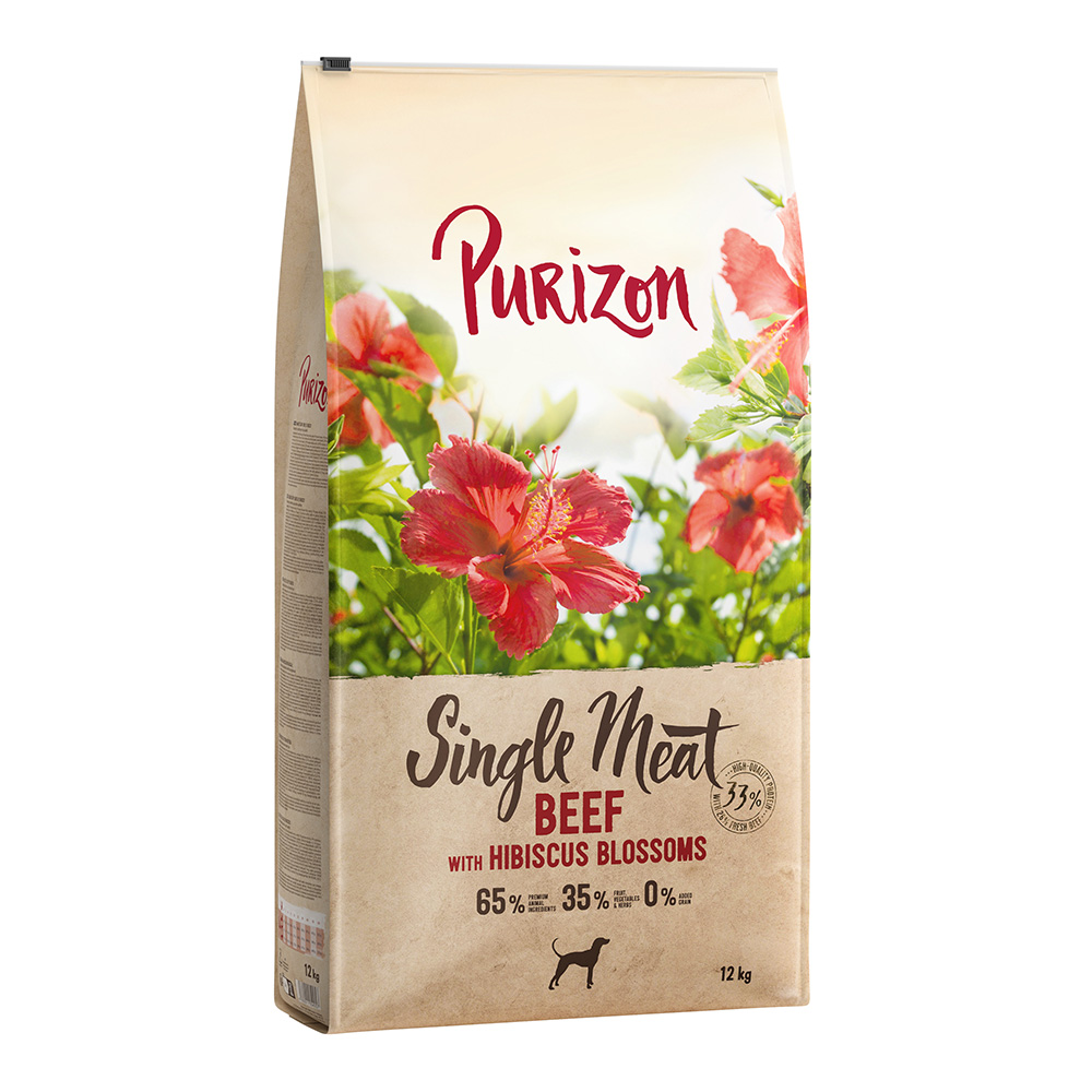 10 € Rabatt! 12 kg Purizon - Adult Single Meat: Rind mit Hibiskusblüten von Purizon