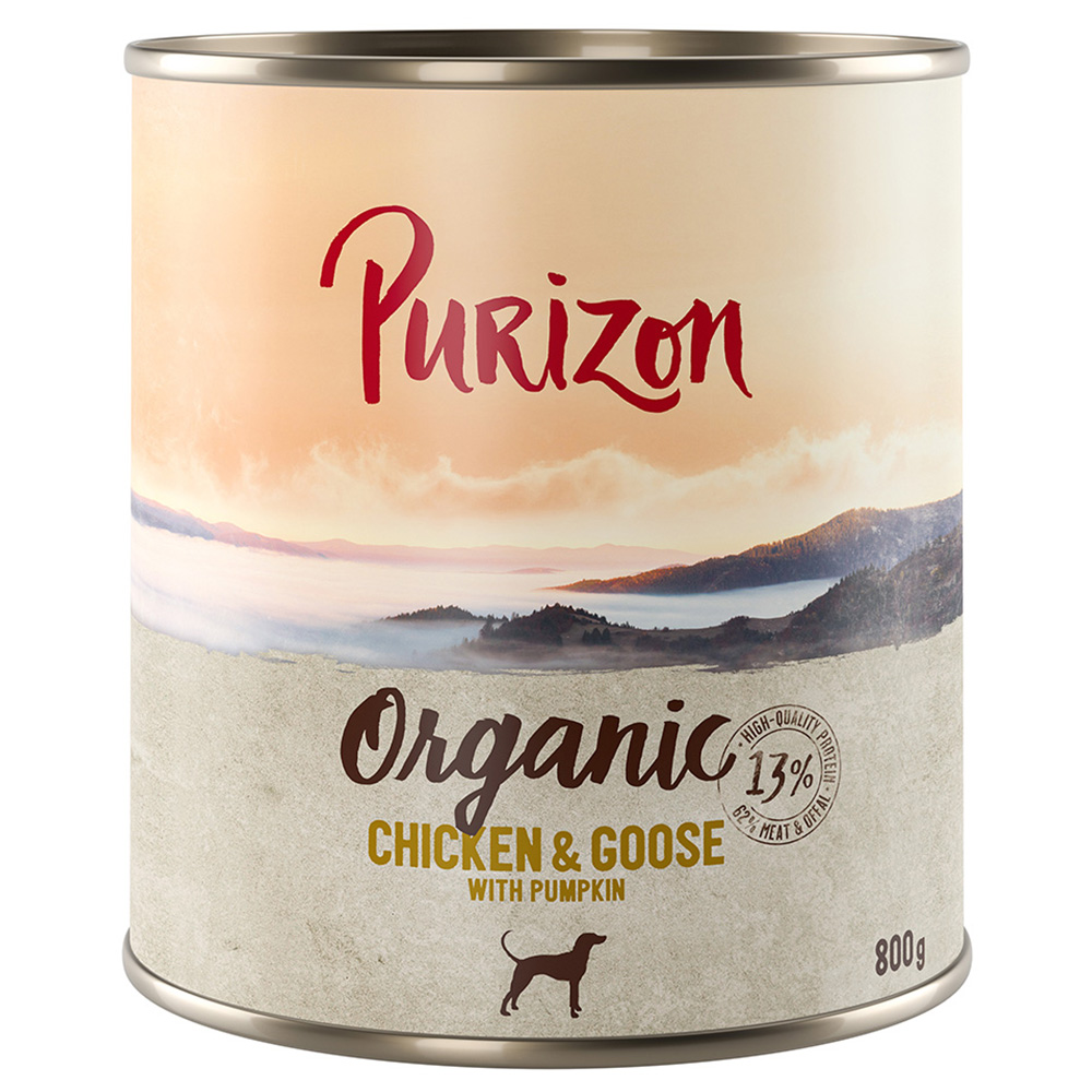 10€ Rabatt auf Purizon 24 x 800 g  - Organic Huhn und Gans mit Kürbis von Purizon