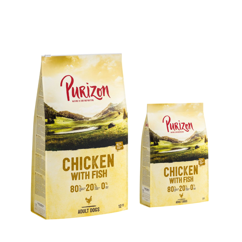 12 kg + 2 kg gratis! 14 kg Purizon  - Huhn mit Fisch von Purizon