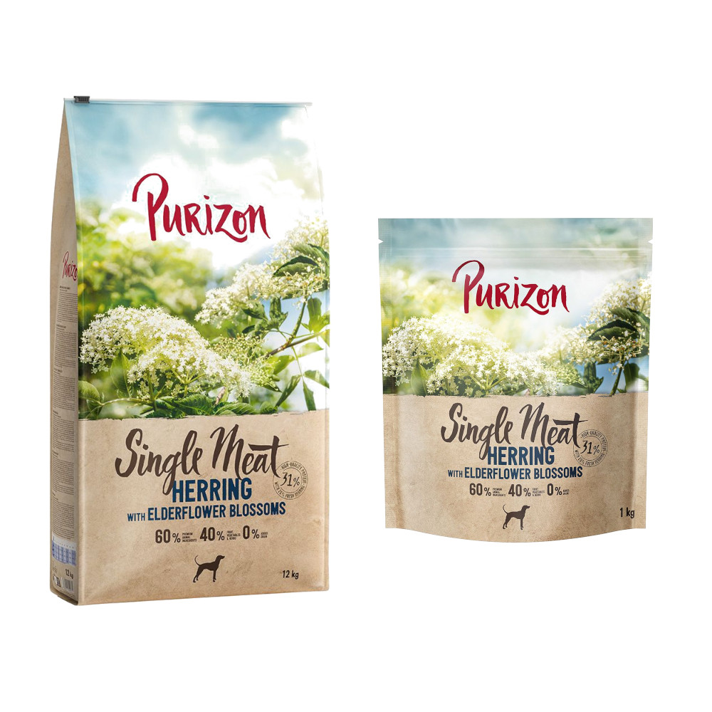 12 kg + 2 kg gratis! 14 kg Purizon  - Single Meat: Hering mit Holunderblüten von Purizon