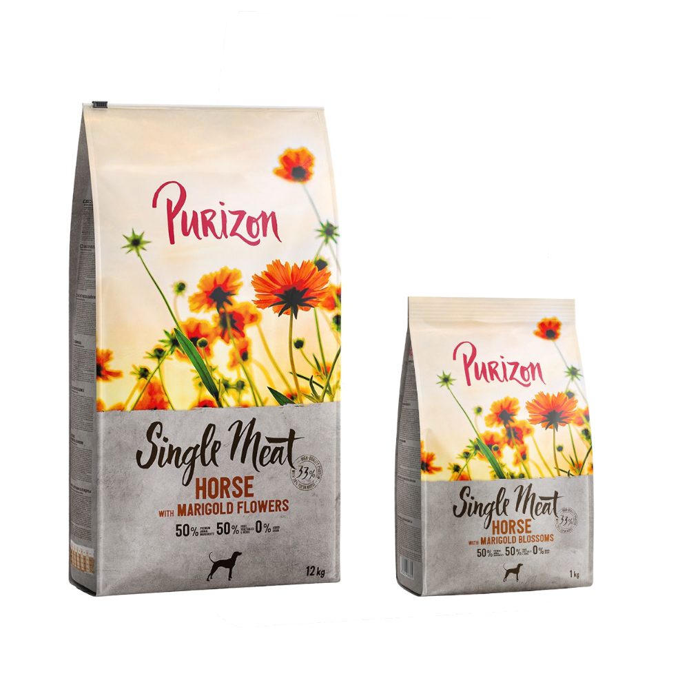 12 kg + 2 kg gratis! 14 kg Purizon  - Single Meat: Pferd mit Ringelblumenblüten von Purizon