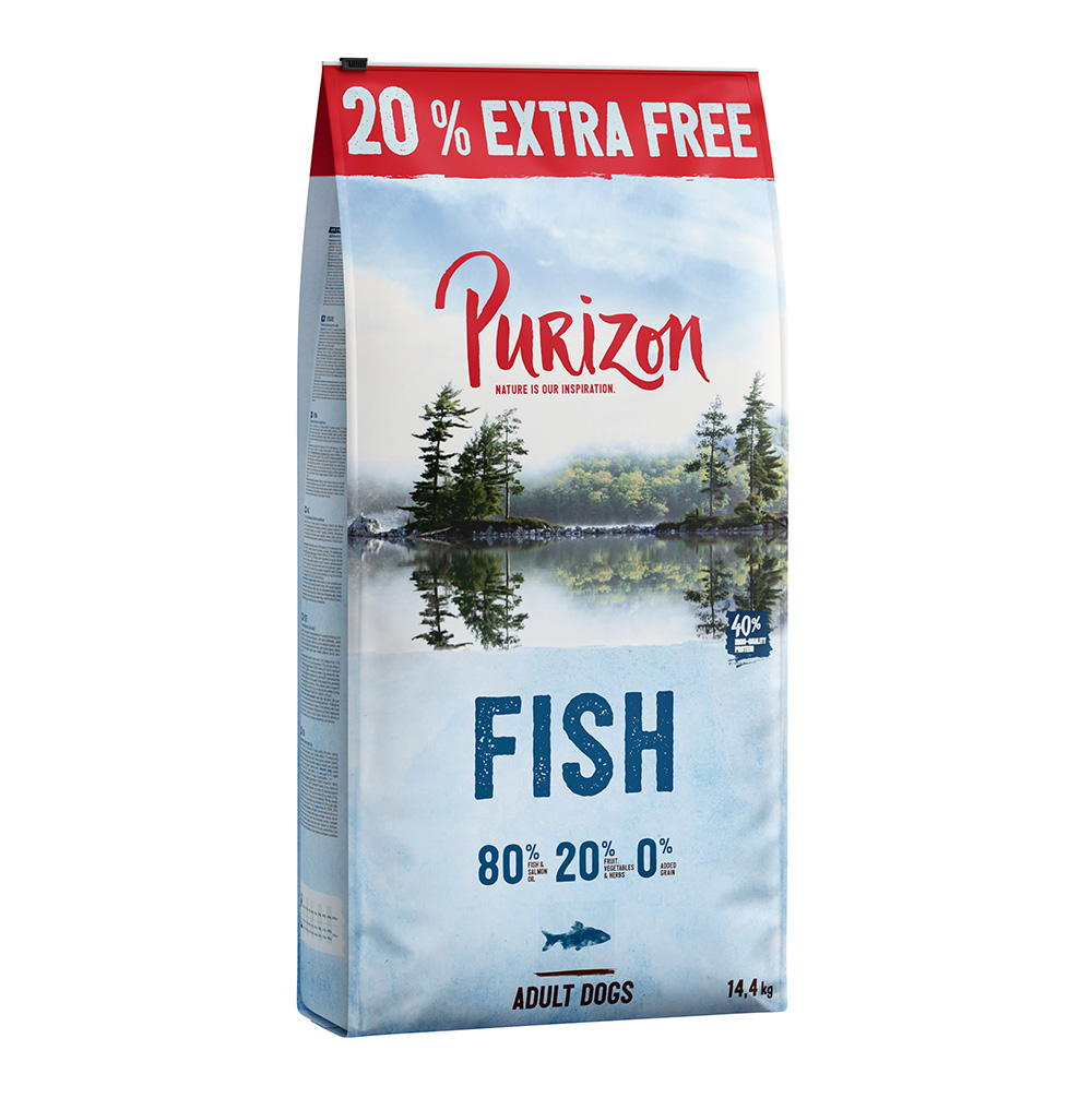 12 kg + 20% gratis! 14,4 kg Purizon Trockenfutter - getreidefrei - Fisch von Purizon