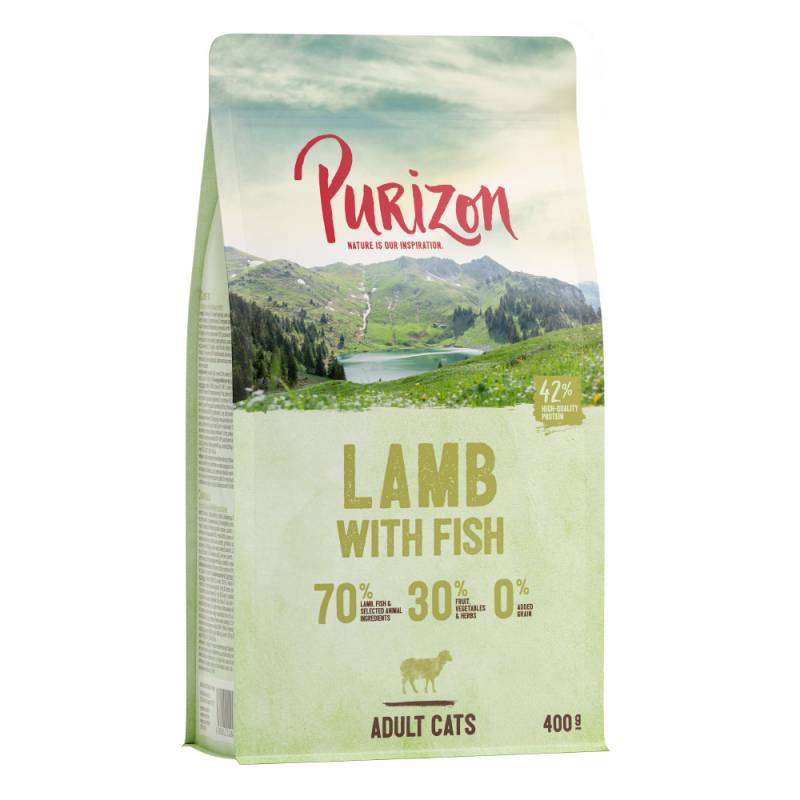 2 x 400 g Purizon Katzentrockenfutter zum Probierpreis! - Adult Lamm & Fisch von Purizon