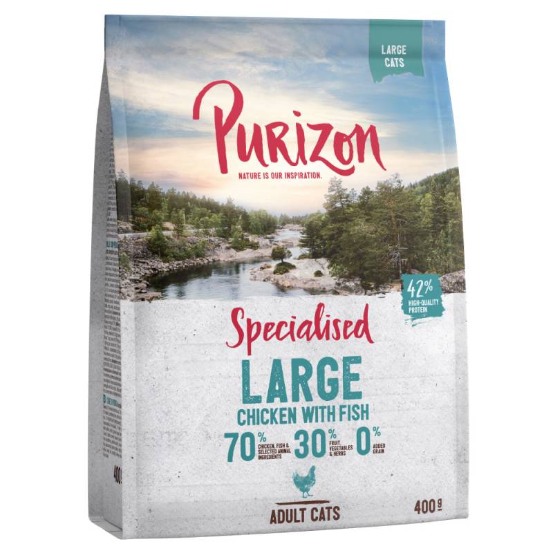 2 x 400 g Purizon Katzentrockenfutter zum Probierpreis! - Large Adult Huhn & Fisch von Purizon