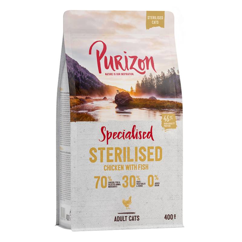 2 x 400 g Purizon Katzentrockenfutter zum Probierpreis! - Sterilised Adult Huhn & Fisch von Purizon