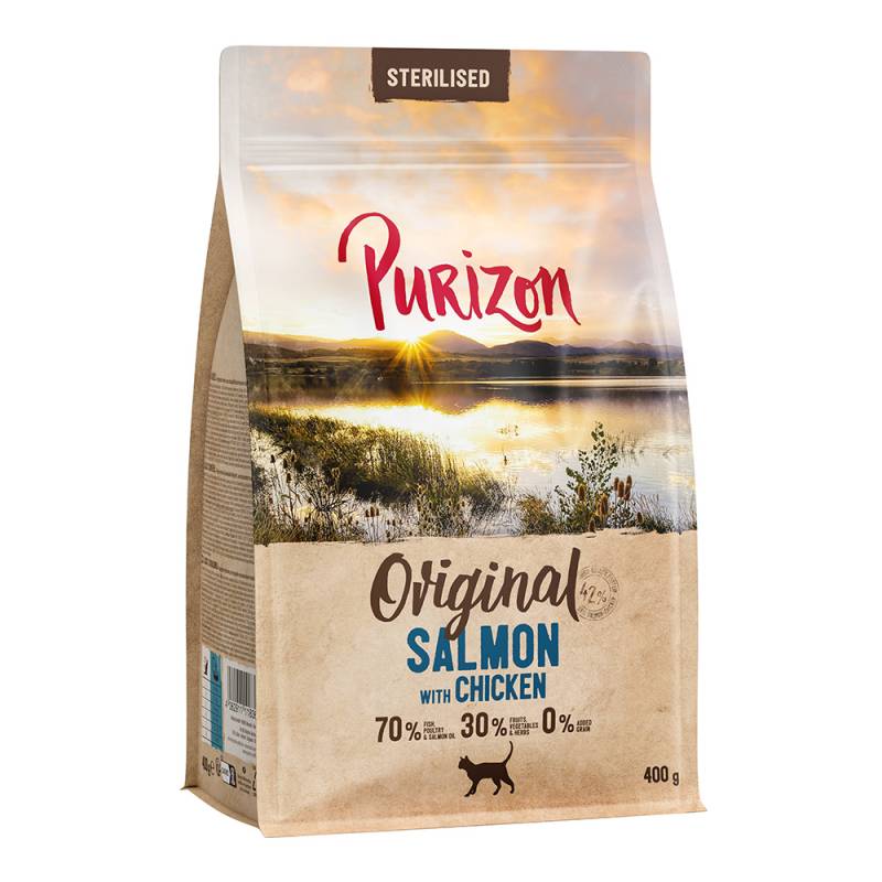 2 x 400 g Purizon Katzentrockenfutter zum Probierpreis! - Sterilised Adult Lachs mit Huhn von Purizon