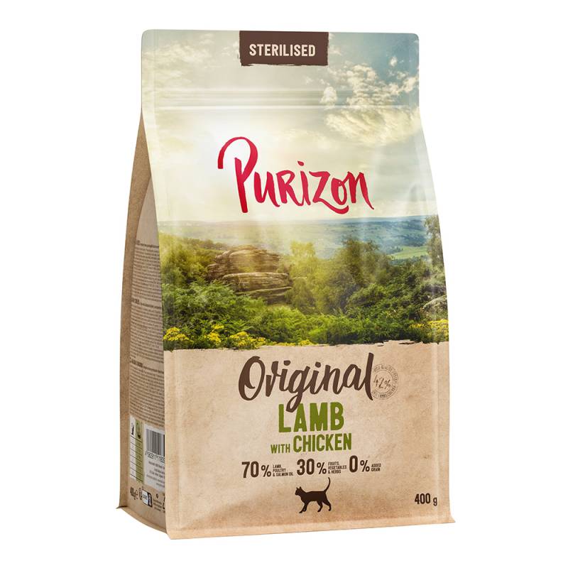 2 x 400 g Purizon Katzentrockenfutter zum Probierpreis! - Sterilised Adult Lamm mit Huhn von Purizon