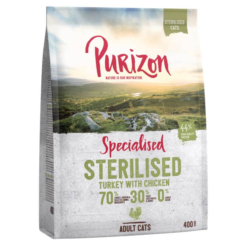 2 x 400 g Purizon Katzentrockenfutter zum Probierpreis! - Sterilised Truthahn & Huhn von Purizon