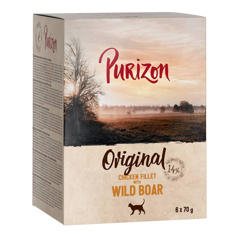 22 + 2 gratis! Purizon 24 x 70 g / 85 g - Hühnerfilet mit Wildschwein (24 x 70 g) von Purizon