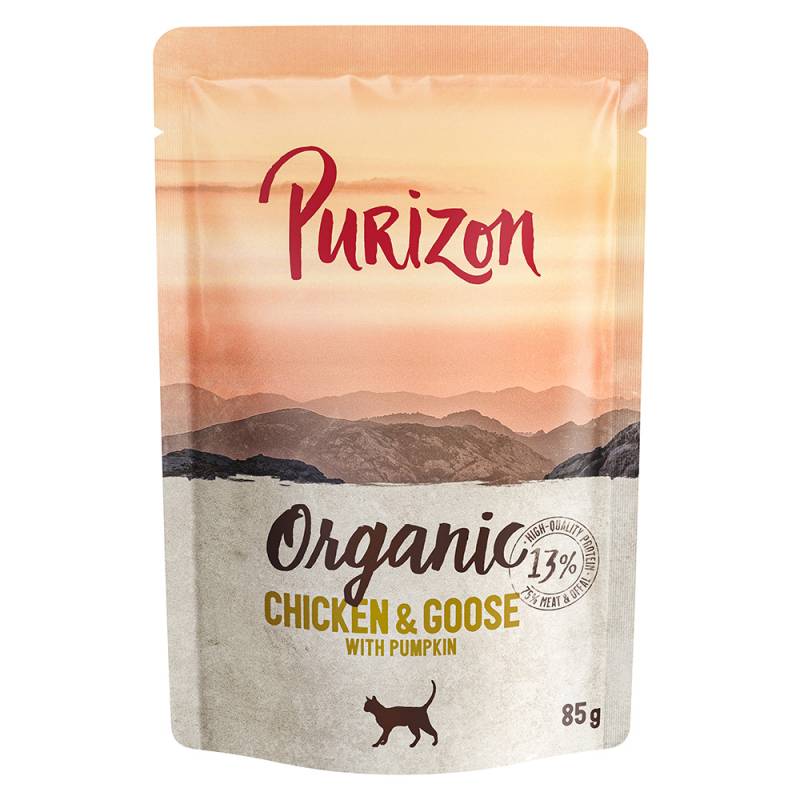 22 + 2 gratis! Purizon 24 x 70 g / 85 g - Organic: Huhn und Gans mit Kürbis (24 x 85 g) von Purizon