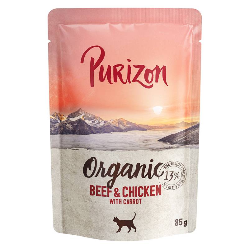 22 + 2 gratis! Purizon 24 x 70 g / 85 g - Organic: Rind und Huhn mit Karotte (24 x 85 g) von Purizon