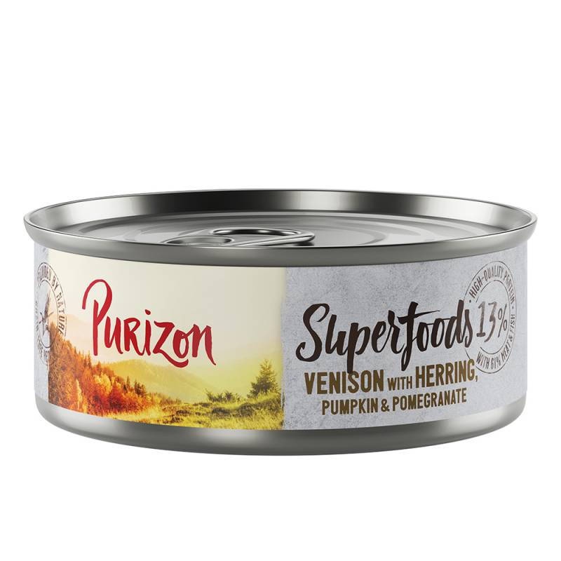 22 + 2 gratis! Purizon 24 x 70 g / 85 g - Superfoods: Wild mit Hering, Kürbis und Granatapfel (24 x 70 g) von Purizon