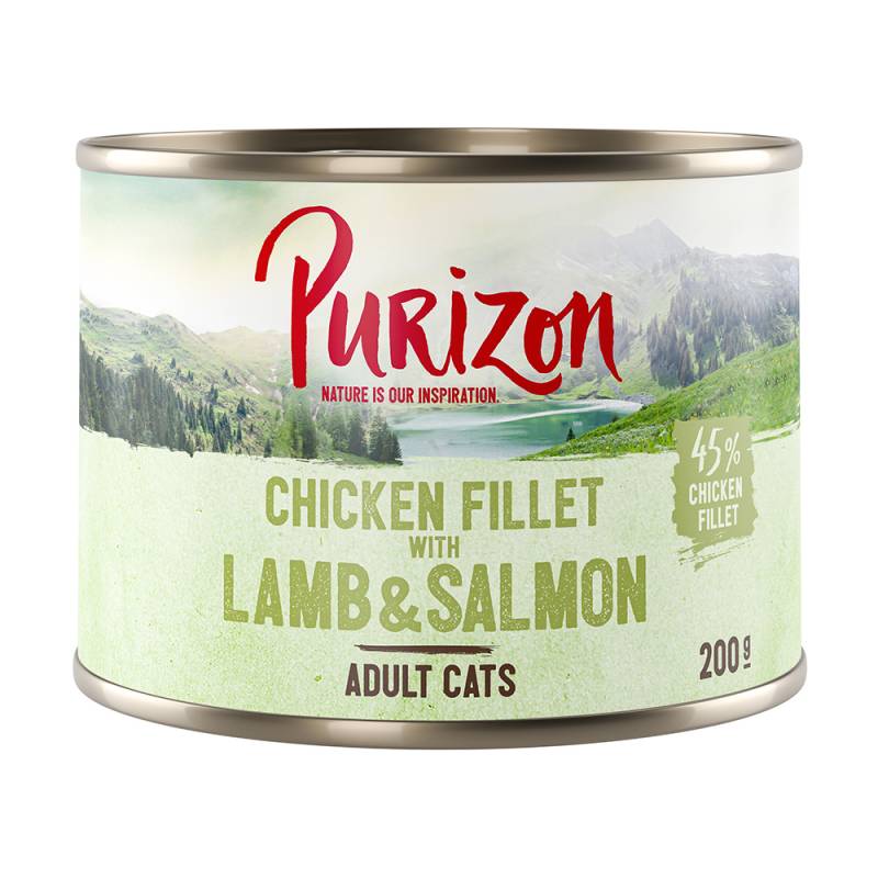 22 + 2 gratis! Purizon Adult 24 x 200 g / 400 g - Hühnerfilet mit Lachs & Lamm (24 x 200 g) von Purizon