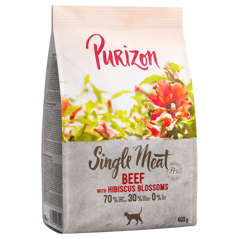 400 g Purizon zum Probierpreis! - Single Meat Rind mit Hibiskusblüten von Purizon