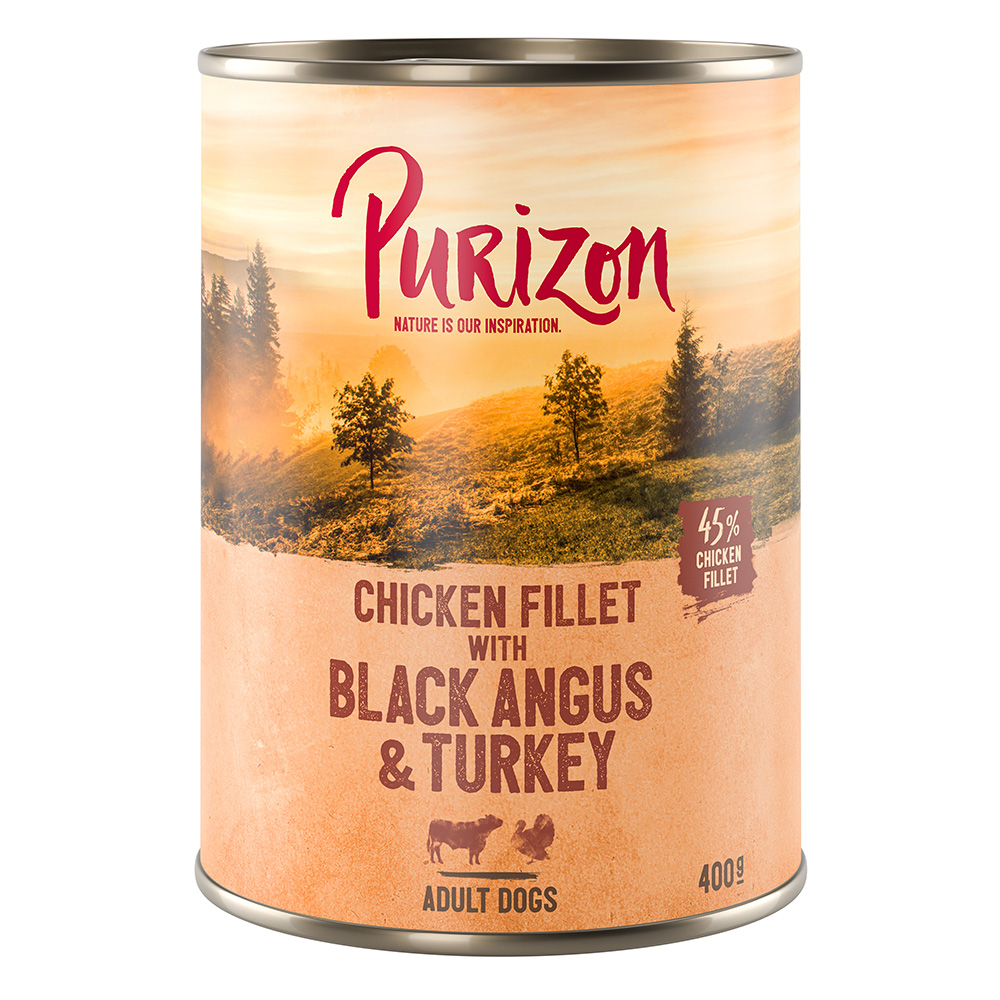 5 + 1 gratis! 6 x 400/800 g Purizon Nassfutter - Black-Angus & Truthahn mit Süßkartoffel und Cranberry (6 x 400 g) von Purizon