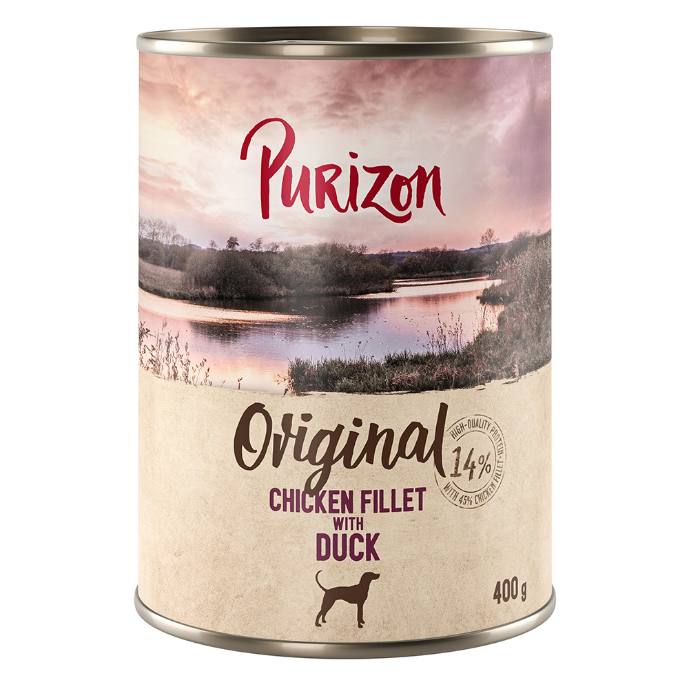 5 + 1 gratis! 6 x 400/800 g Purizon Nassfutter - NEU: Hühnerfilet mit Ente, Karotten und Brombeeren (6 x 400 g) von Purizon