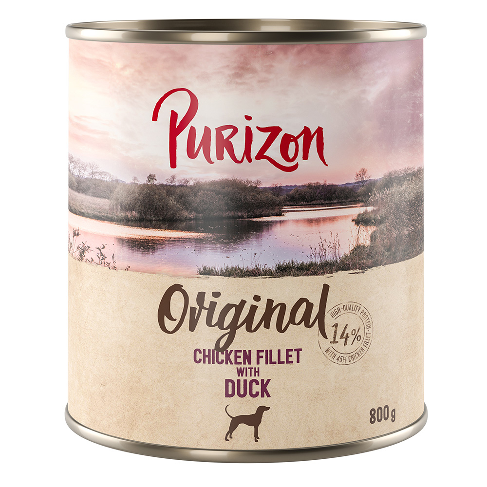 5 + 1 gratis! 6 x 400/800 g Purizon Nassfutter - NEU: Hühnerfilet mit Ente, Karotten und Brombeeren (6 x 800 g) von Purizon