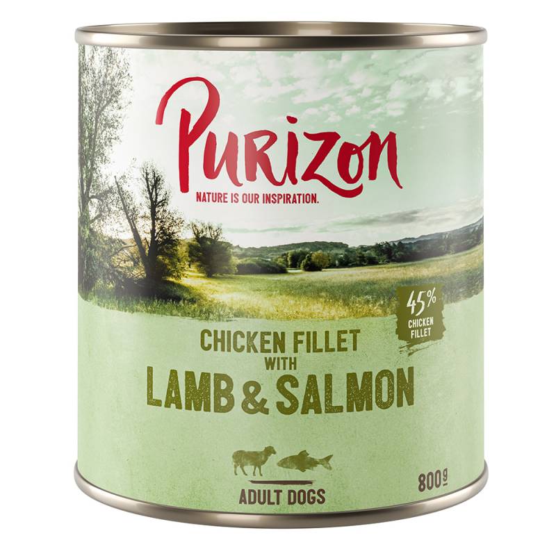 5 + 1 gratis! 6 x 400/800 g Purizon Nassfutter - Lamm & Lachs mit Kartoffel und Birne (6 x 800 g) von Purizon