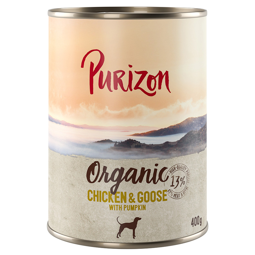 5 + 1 gratis! 6 x 400/800 g Purizon Nassfutter - Organic Huhn und Gans mit Kürbis (6 x 400 g) von Purizon