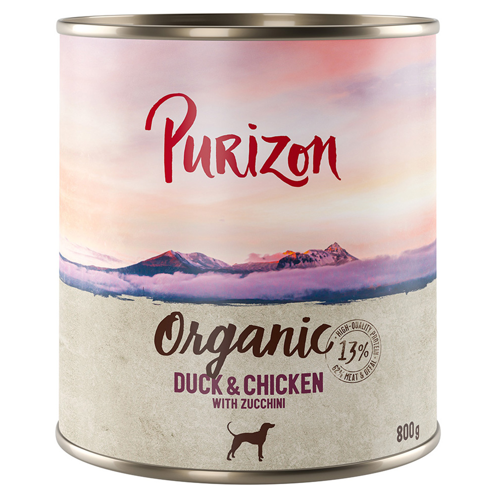 5 + 1 gratis! 6 x 400/800 g Purizon Nassfutter - Organic: Ente und Huhn mit Zucchini (6 x 800 g) von Purizon