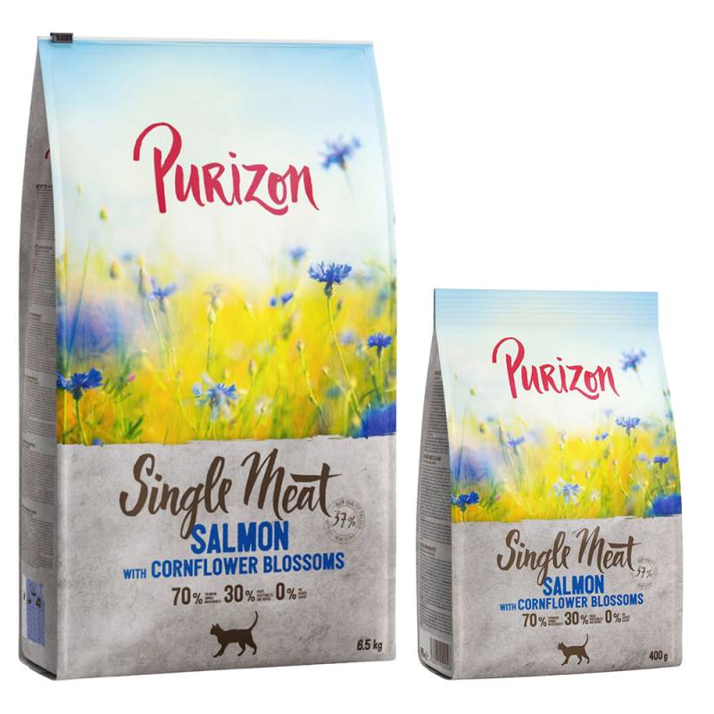 6,5 kg Purizon + 400 g gratis! - Single Meat: Lachs mit Kornblumenblüten von Purizon